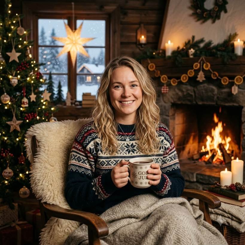 Scandinavian Christmas — Cozy Luxury Winter Portrait Women