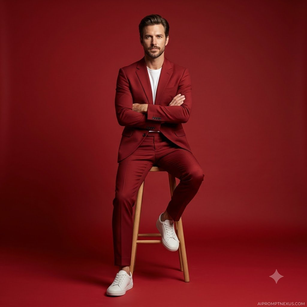 Red Power — Quiet Luxury GQ-Style Editorial Portrait