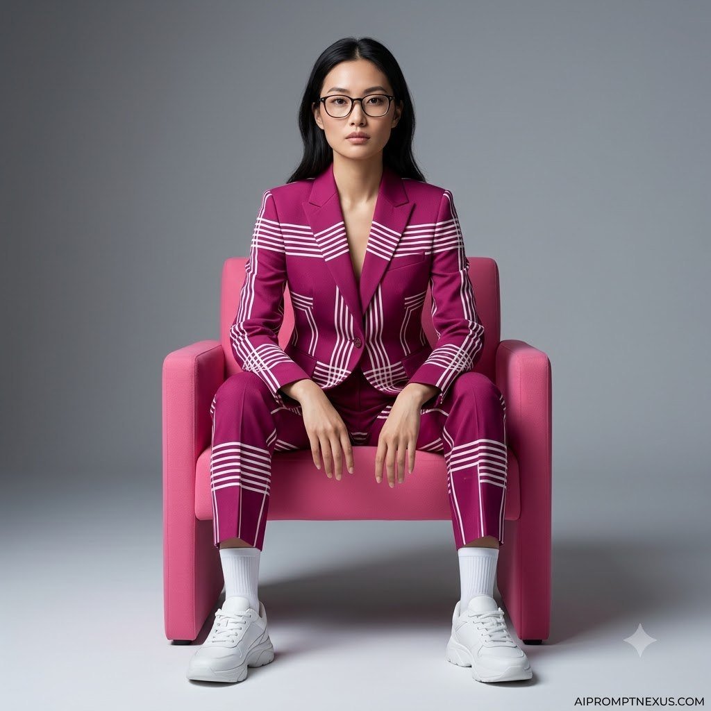 Pink Power — Modern Magenta Suit Fashion Advertisement