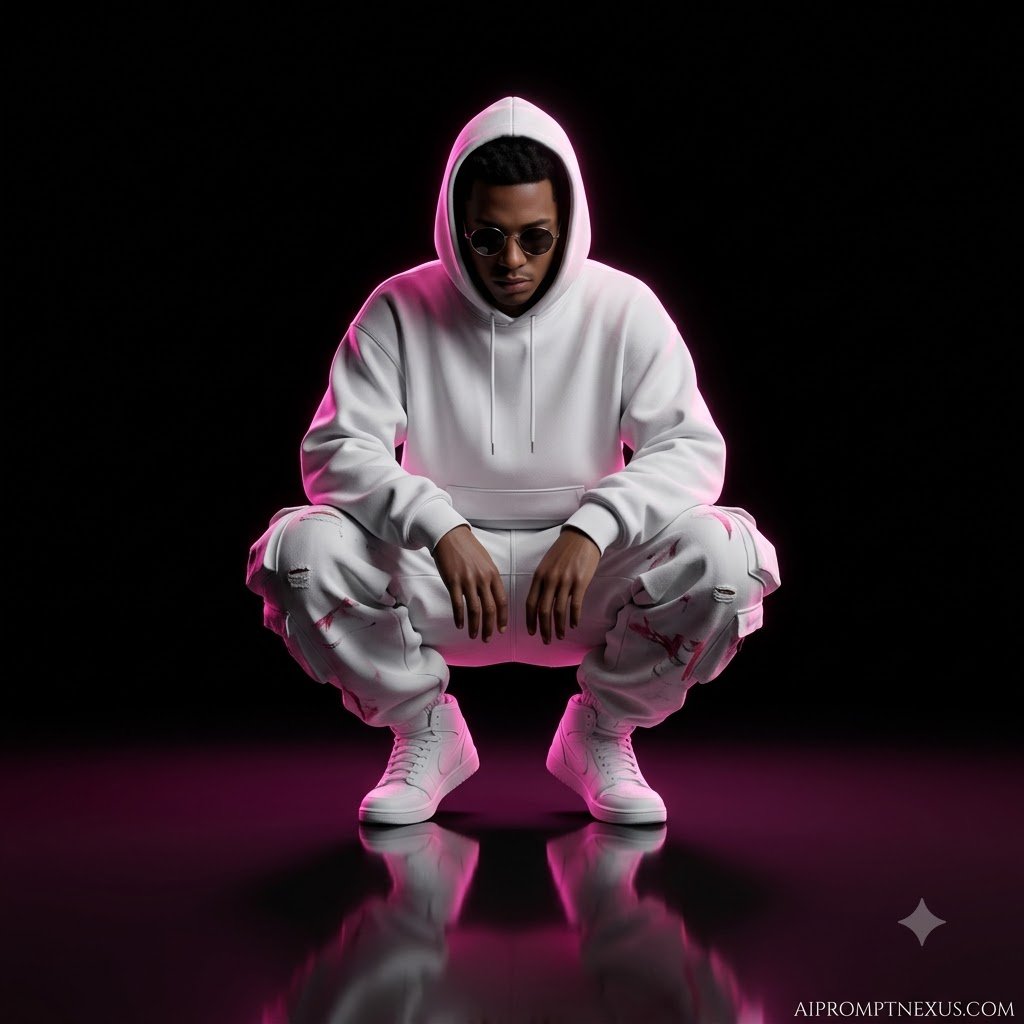 Neon Isolation — Cyberpunk Streetwear Reflection Portrait