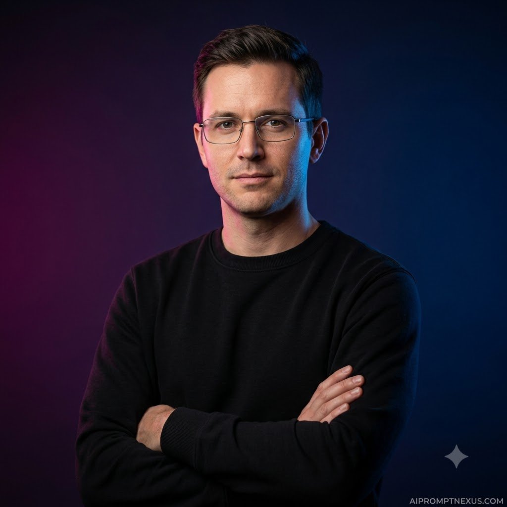 Neon Authority — Magenta & Blue Corporate Editorial Portrai