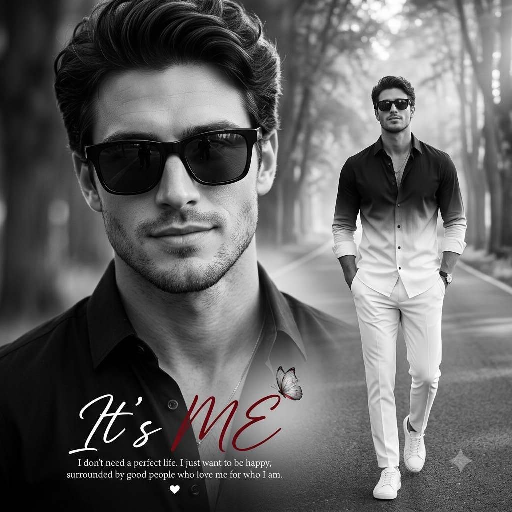 Nano Banana Prompt – “IT’S ME” Black & White Luxury Men’s Portrait