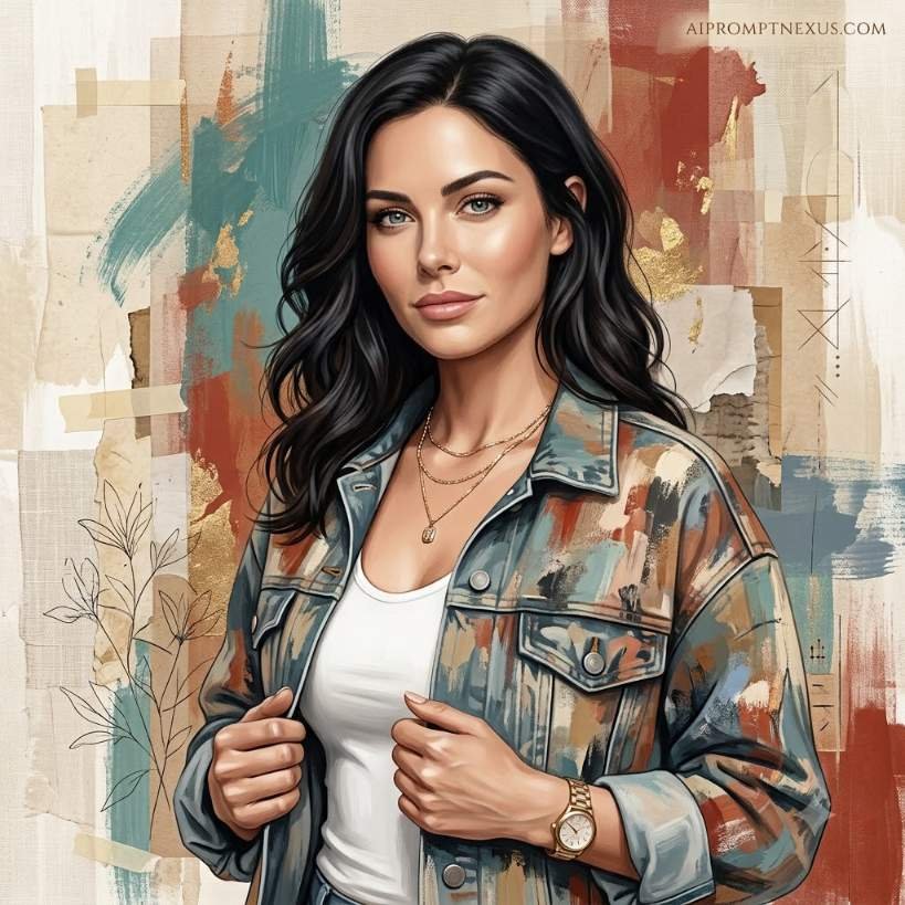 Chromatic Elegance — Luxury Mixed-Media Fashion Portrait