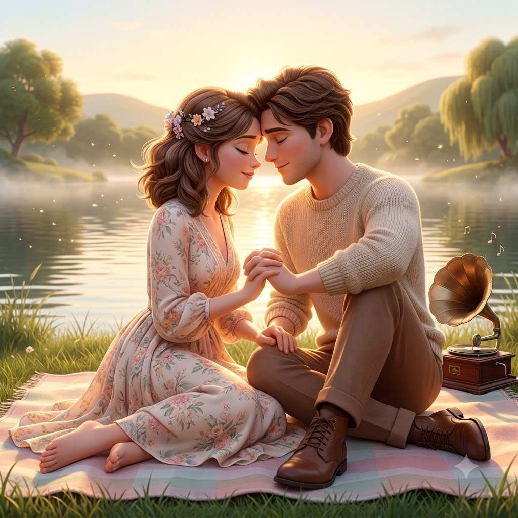 Ultra-Premium Pixar-Style Romantic Couple Portrait