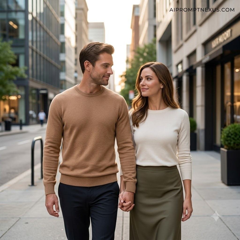 Urban Golden Hour Romance | Cinematic Couple Lifestyle Portrait Prompt