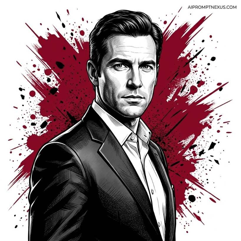 Crimson Noir Hero | High-Contrast Graphic Novel Portrait