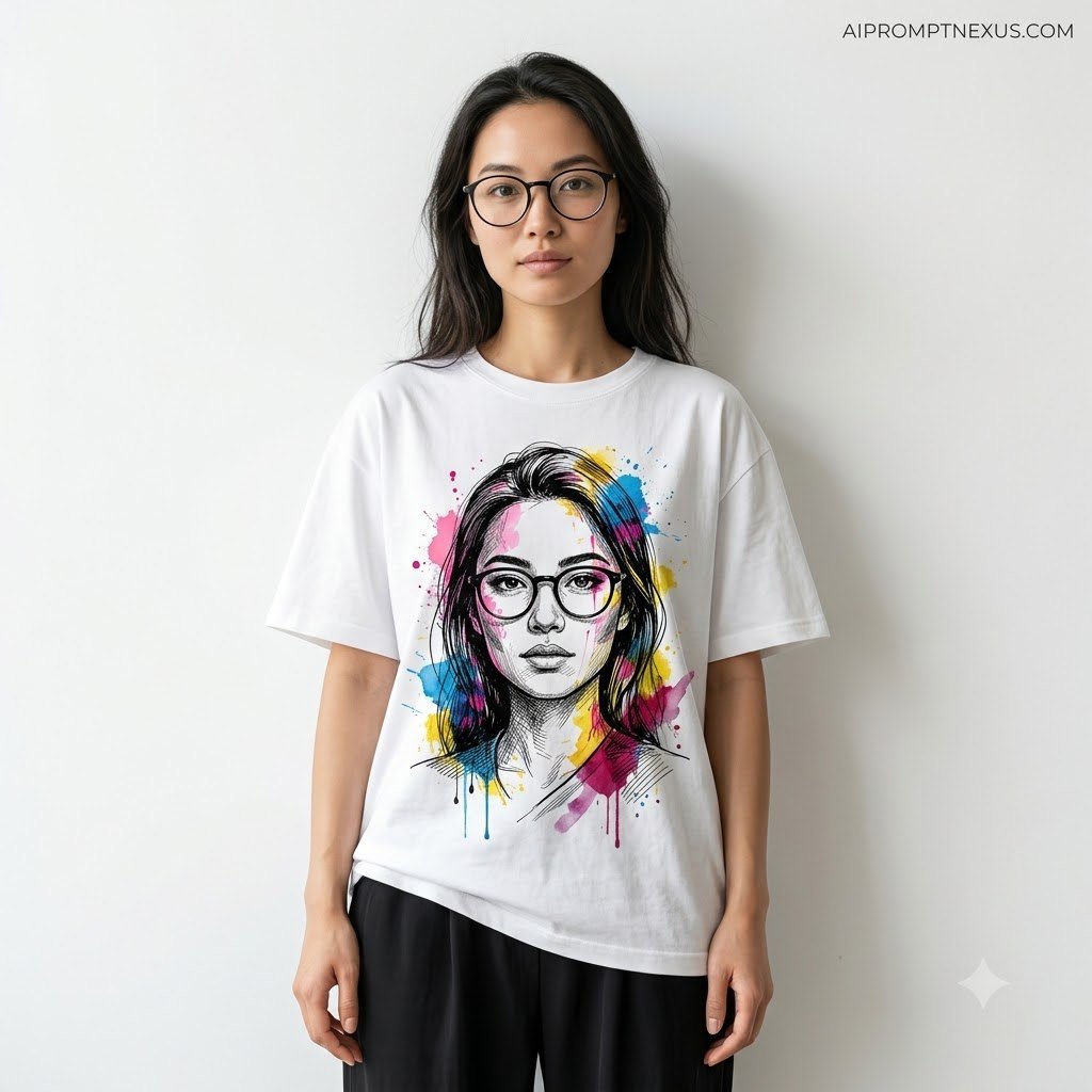 Wearable Art Editorial | Minimalist White T-Shirt Fashion Portrait