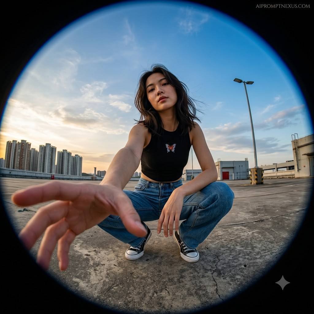 Extreme Fisheye Street Portrait | Cinematic Low-Angle Urban Photography