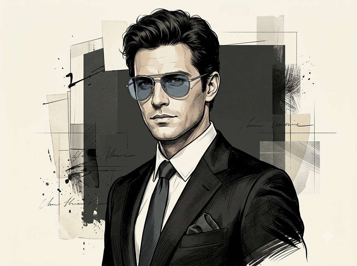 Luxury Noir Graphic Novel Portrait Illustration Prompt