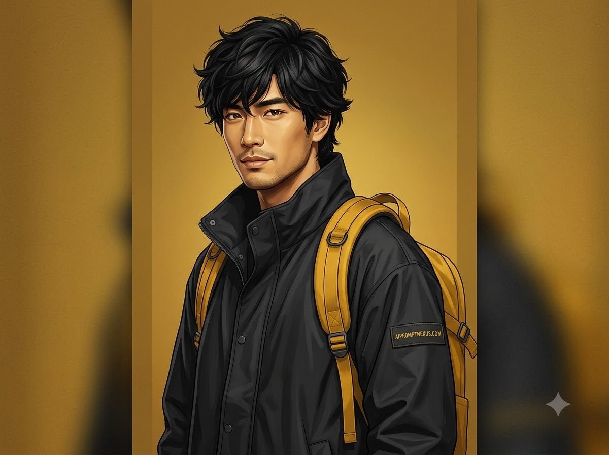 Mustard Yellow Streetwear Editorial Digital Illustration Prompt