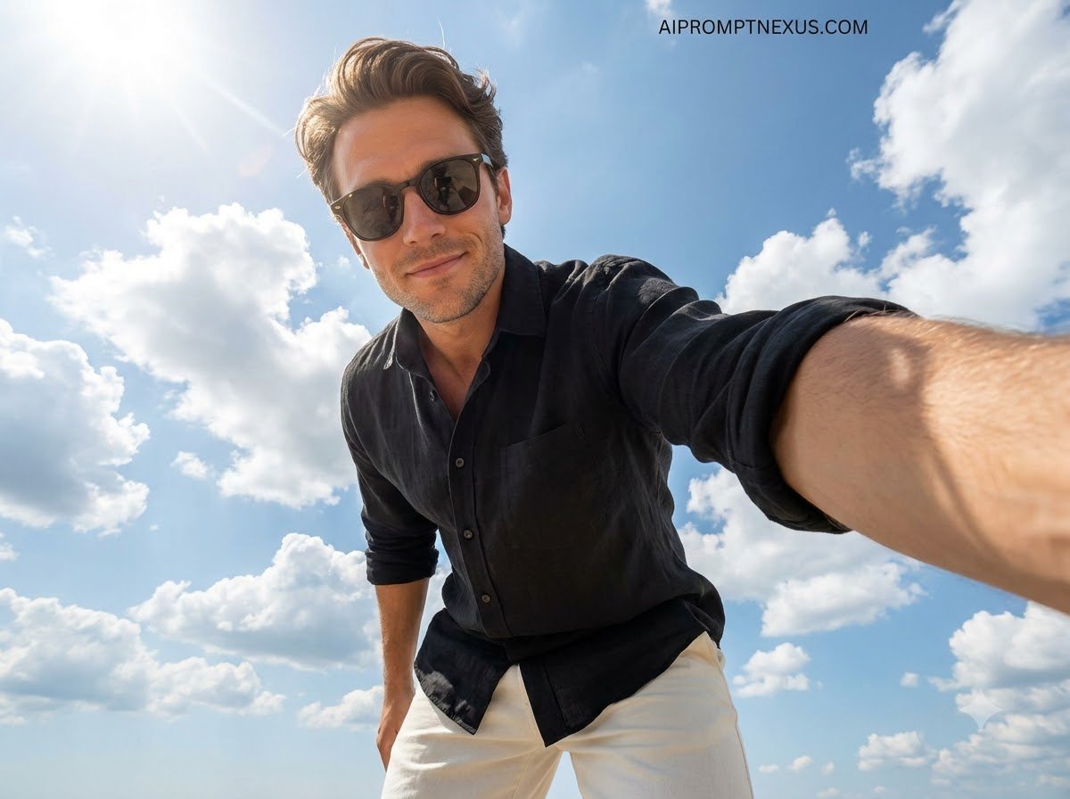Skyline Selfie Perspective | Extreme Low-Angle Luxury Lifestyle Portrait