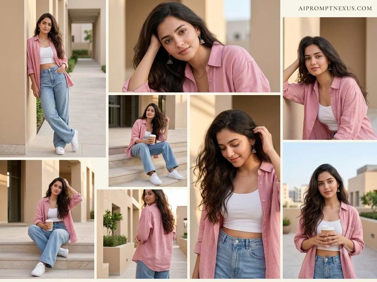Pink Summer Diary — Six-Frame Lifestyle Fashion Collage